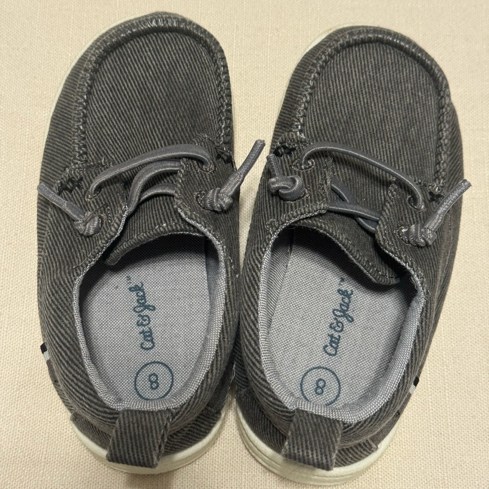 Excellent Pre-Loved Condition Cat & Jack Charcoal Moccasins for Kids Size 8